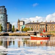 The Custom House and Lagan River in Belfast, Northern Ireland